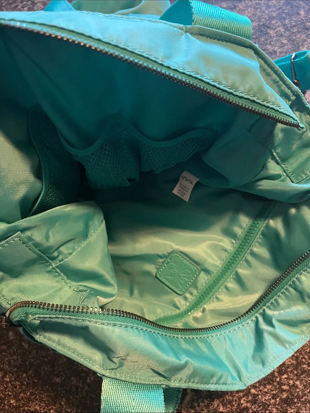 Apana Teal Yoga Tote Bag with Adjustable Straps